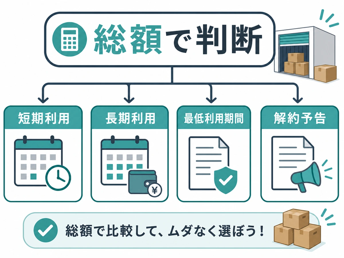 短期利用と長期利用で総額を比較する判断チャート