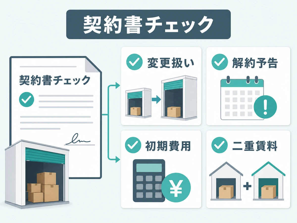 トランクルームのサイズ変更前に契約書で確認する項目