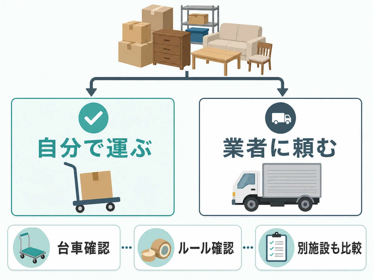 自分で搬入するか業者に頼むかを分ける判断チャート
