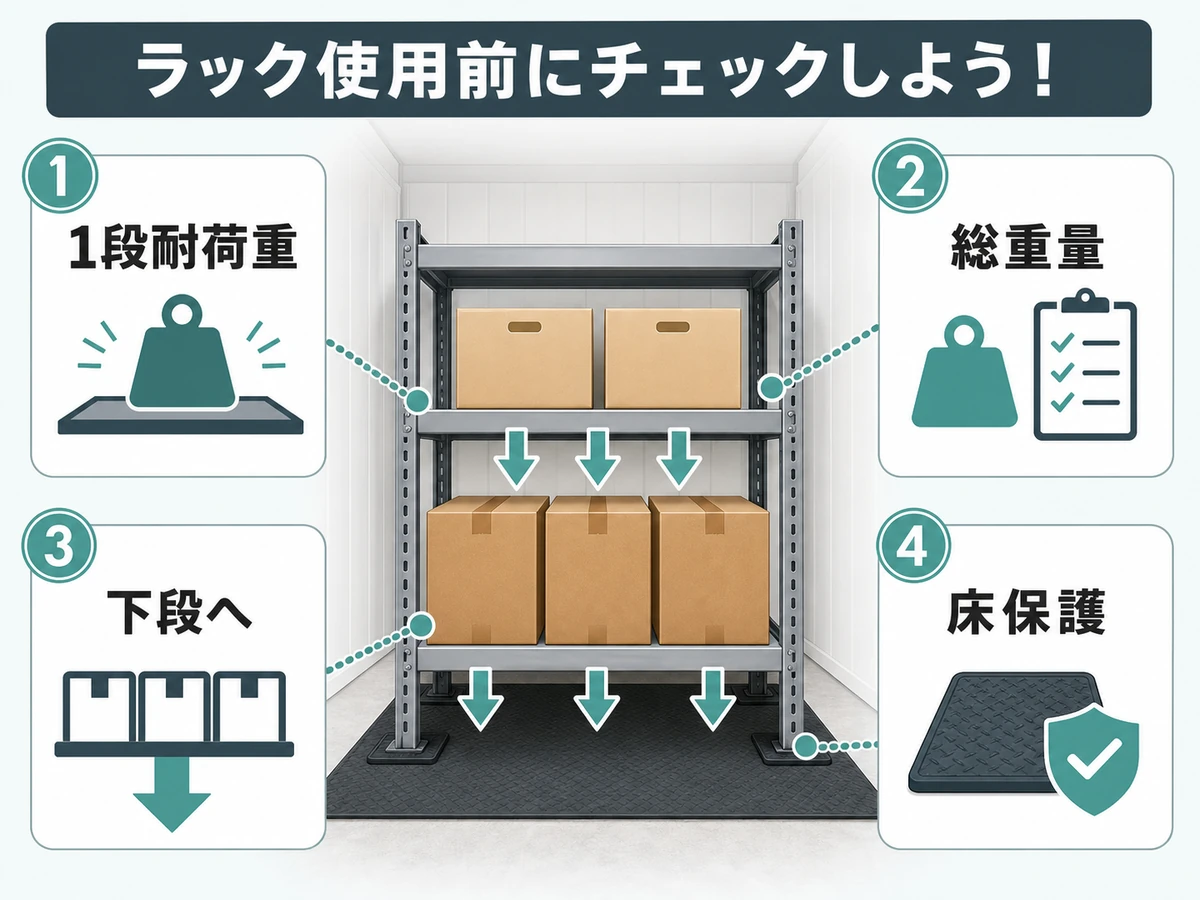 スチールラックの耐荷重と床保護の確認ポイント