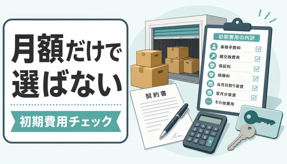 トランクルームの初期費用と月額以外の請求項目を確認する図解