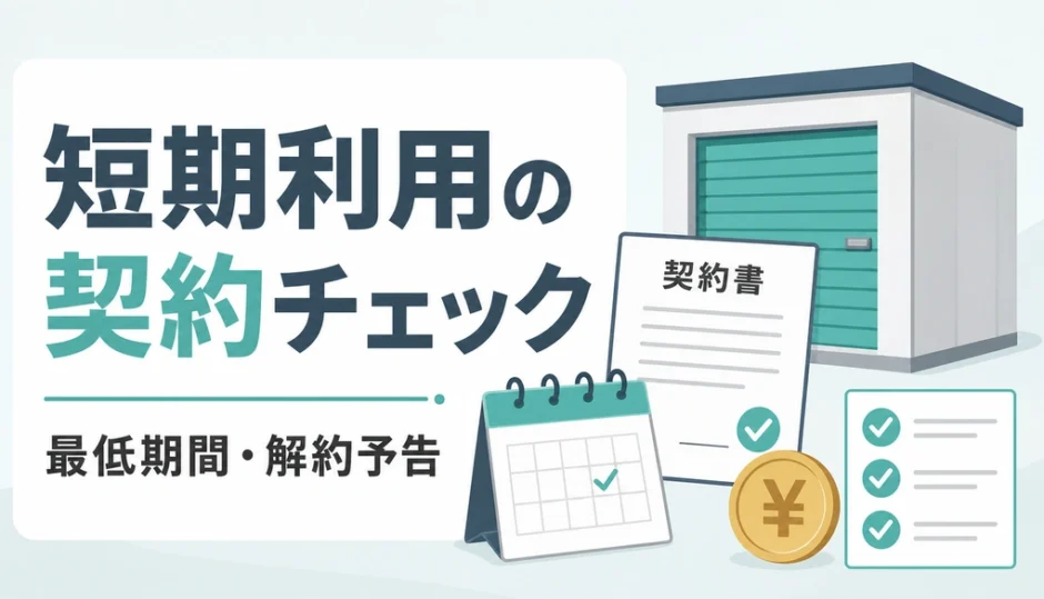 短期トランクルーム利用前に契約期間と解約予告を確認するイメージ