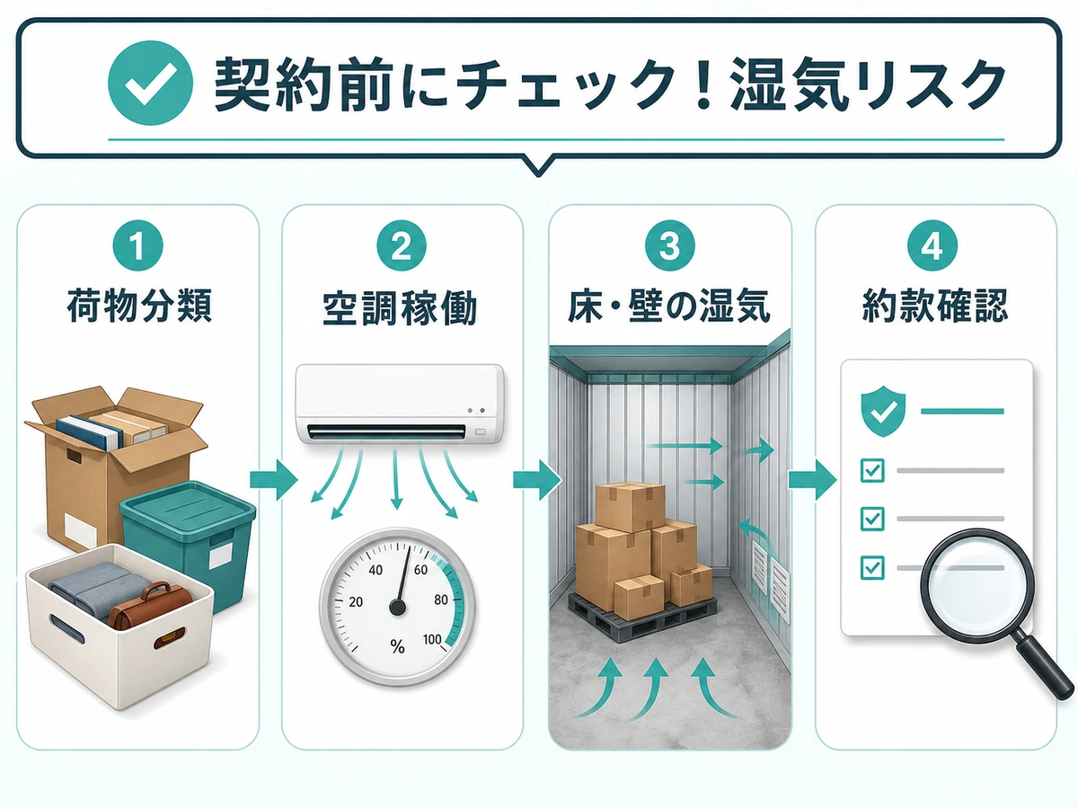格安トランクルーム契約前に見る湿気リスクの確認順