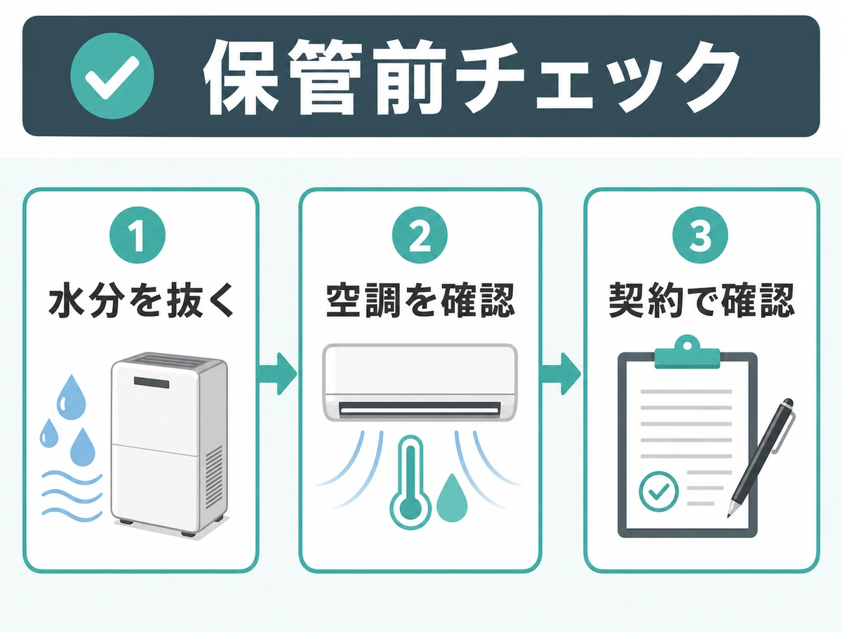 家電を預ける前に水分・空調・契約を確認する流れ
