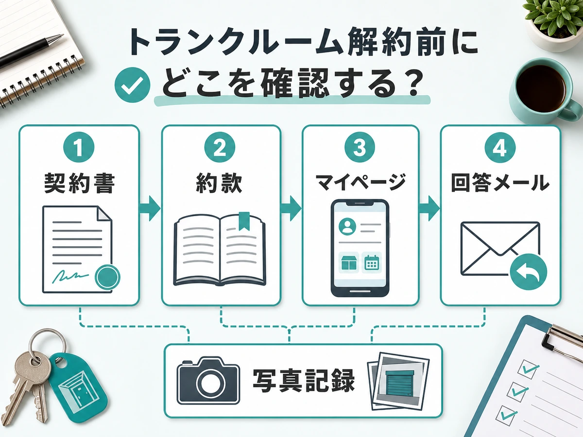 契約書・約款・マイページ・回答メールの確認順を示す図