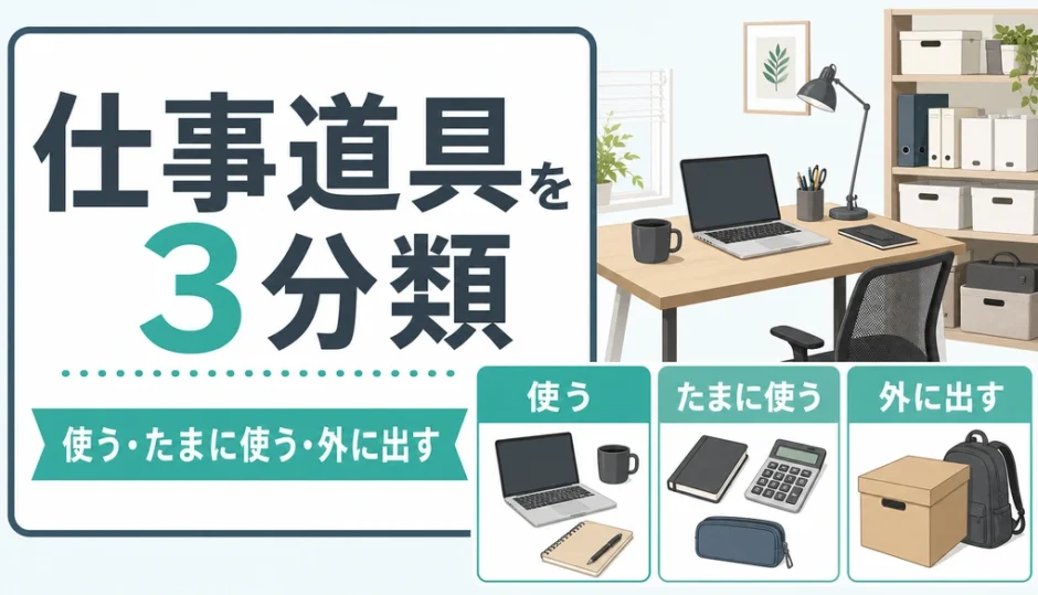 在宅ワークの仕事道具を3分類して収納する考え方