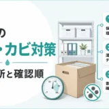 書類の湿気・カビ対策と保管場所の確認順を示す図