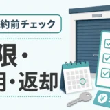 トランクルーム解約前に期限・費用・返却を確認するチェック図