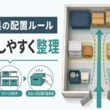 手前と奥の配置でトランクルームを取り出しやすく整理する図解