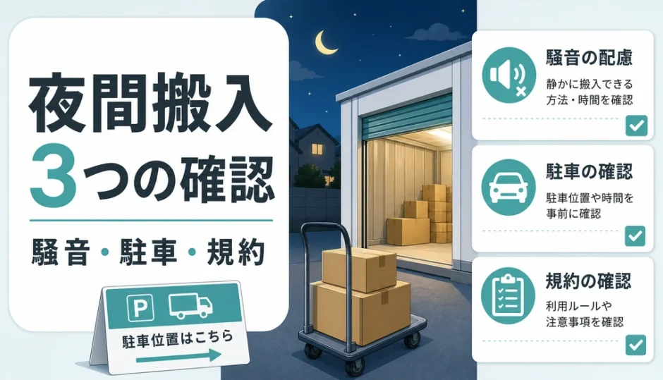 トランクルームの夜間搬入で確認する騒音・駐車・規約のポイント