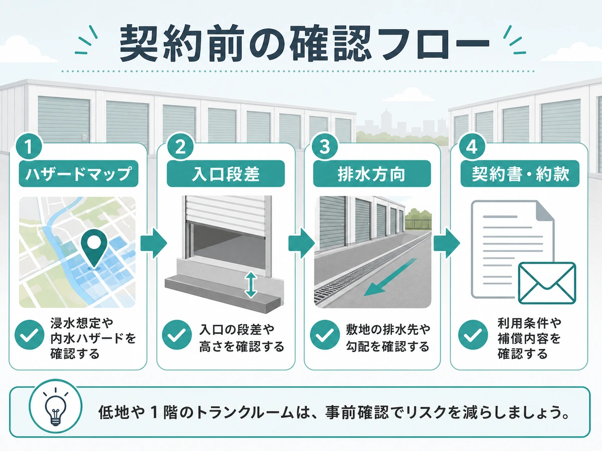 契約前に確認する水害チェックの流れ