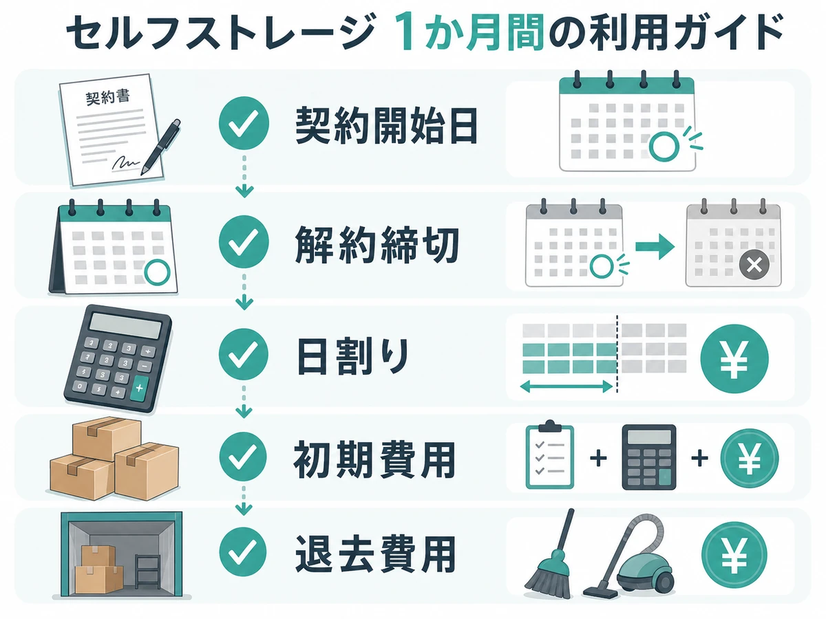 1ヶ月だけトランクルームを借りる前の契約日と費用確認フロー