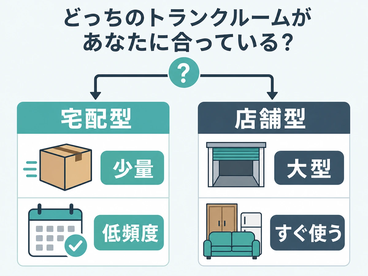 宅配型と店舗型トランクルームの選び分け
