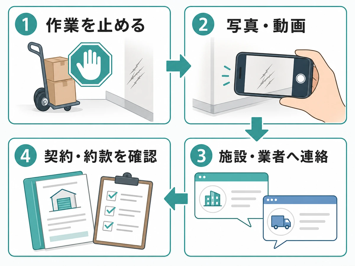 トランクルーム搬入中に傷を見つけた後の4ステップ