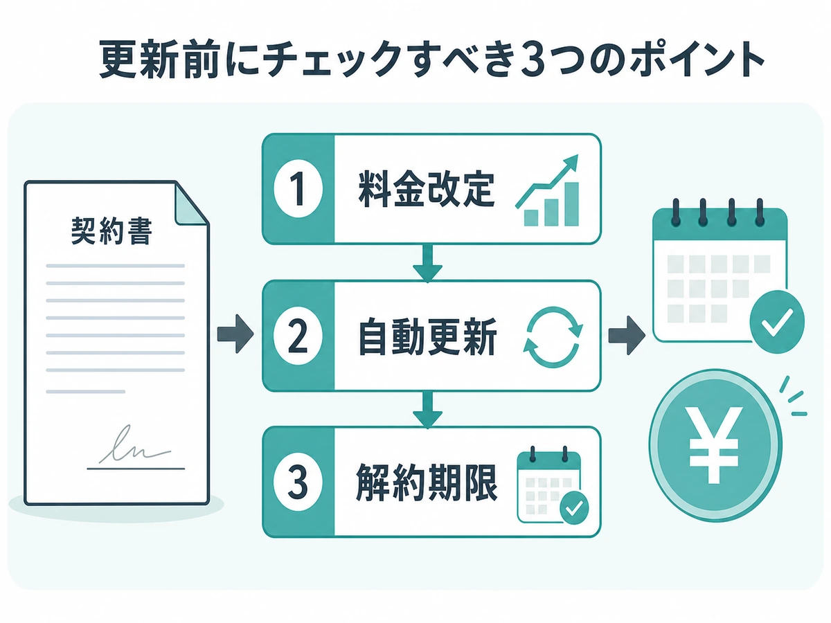 更新前に確認する料金改定、自動更新、解約期限の3つのポイント