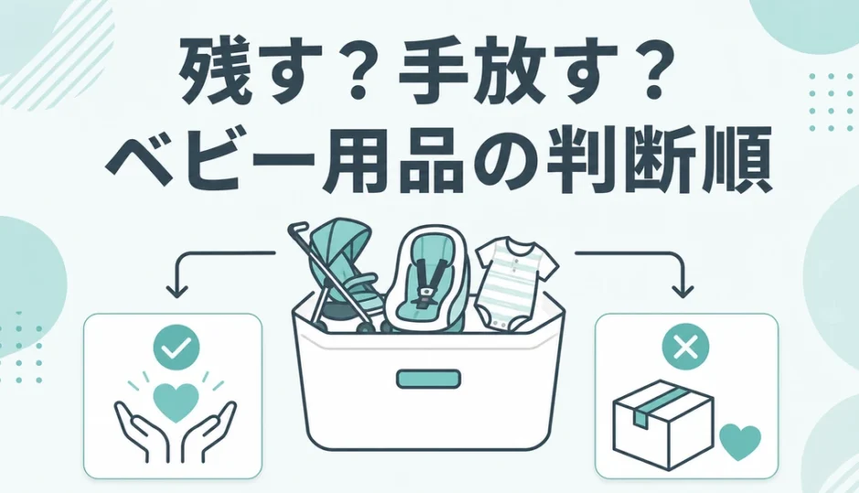 ベビー用品を残すか手放すかの判断順を示す図
