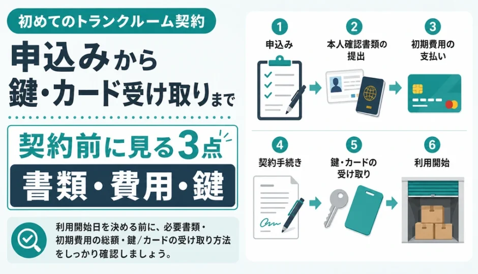 トランクルーム契約前に見る書類・費用・鍵の確認ポイント