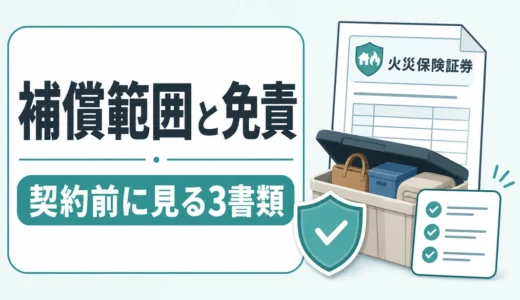トランクルームの火災保険で補償範囲と免責を契約前に確認するイメージ