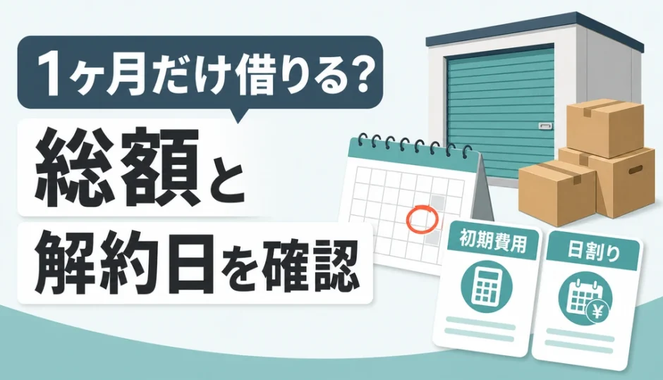 トランクルームを1ヶ月だけ借りる前に確認する総額と解約日