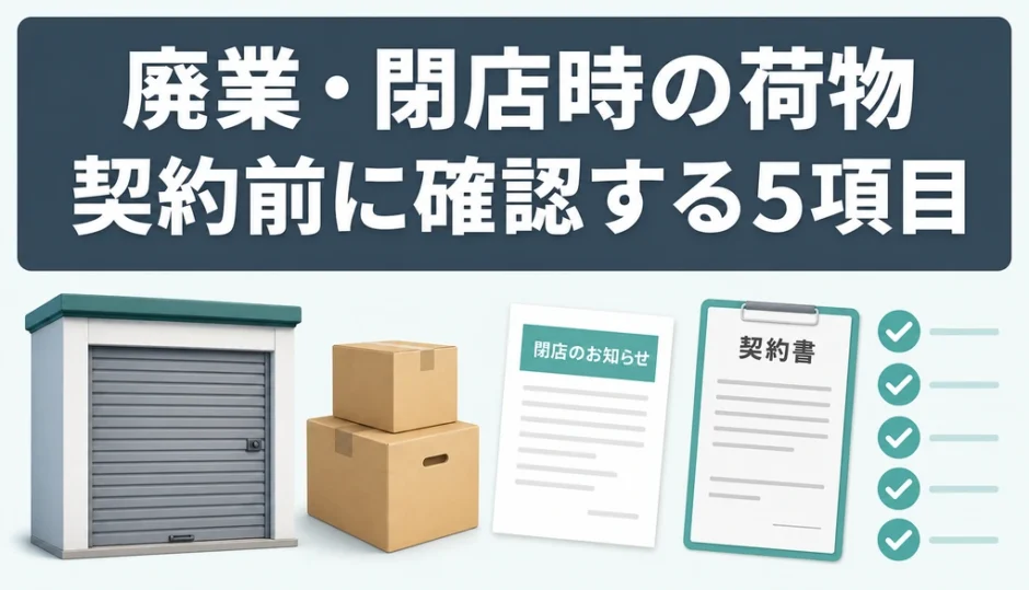 トランクルームの廃業・閉店時に契約前の確認項目を示すサムネイル