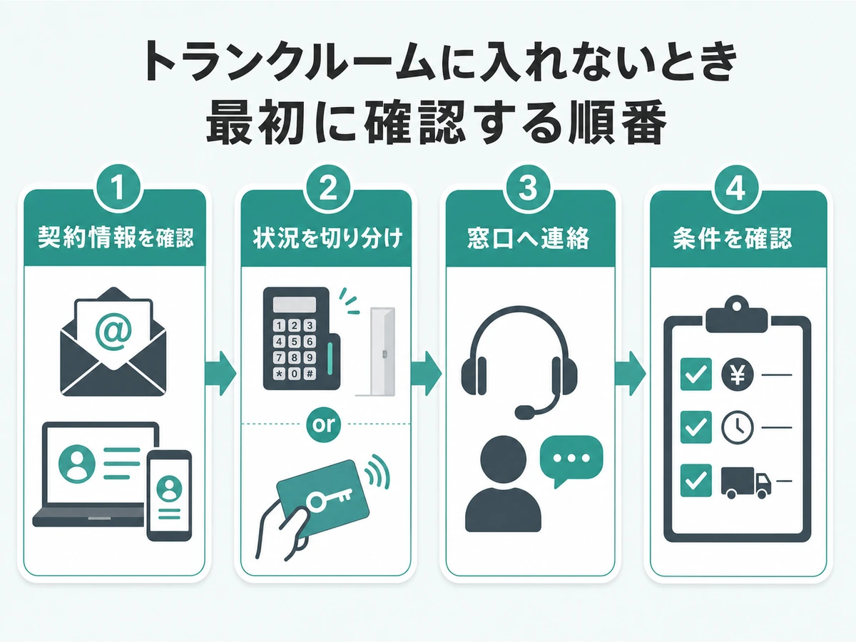 トランクルームに入れないときの契約情報確認から窓口連絡までの順番